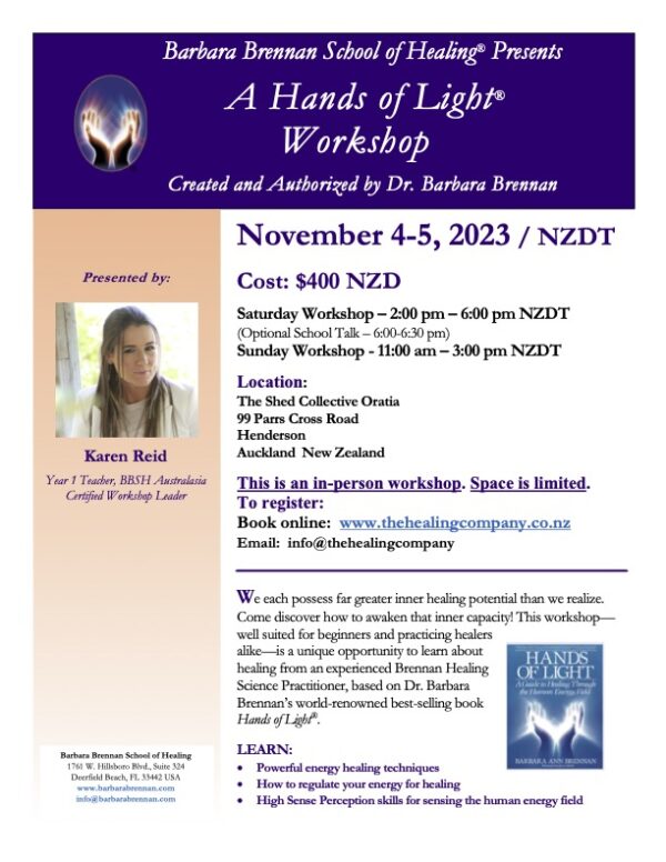 Hands of Light in-person Workshop 4 & 5 November
